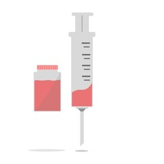 Obraz premium Illustration vector graphic of a Vaccine and a syringe for vaccination, Perfect for medical icon, medical magazine icon, logo, etc.