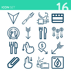 Simple set of 16 icons related to consume