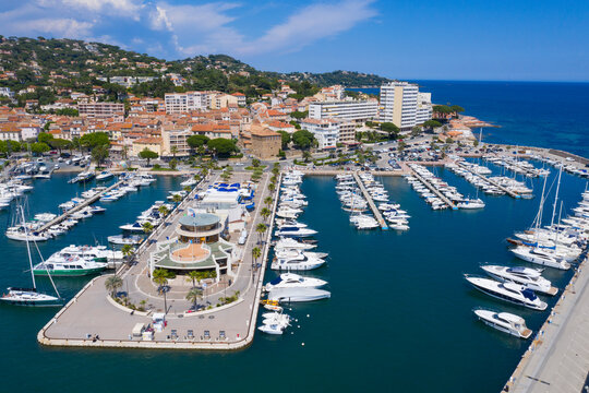France, Var department, Sainte Maxime, Aerial view of Sainte Maxime on French Riviera,
