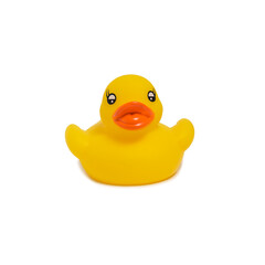 yellow rubber duck - bath toy isolated on white with shadow