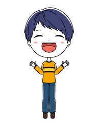 笑顔の男の子の全身イラスト