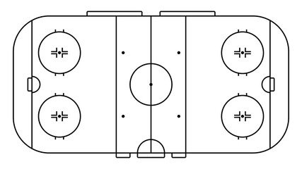 ice hockey sports court markings lines. Outline hockey playground top view. Sports ground for active recreation. Vector