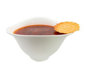 ukrainian red delicious borsch on white background for your menu design or texture