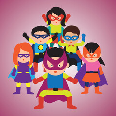 super hero with mask and cape cartoon character. vector illustration