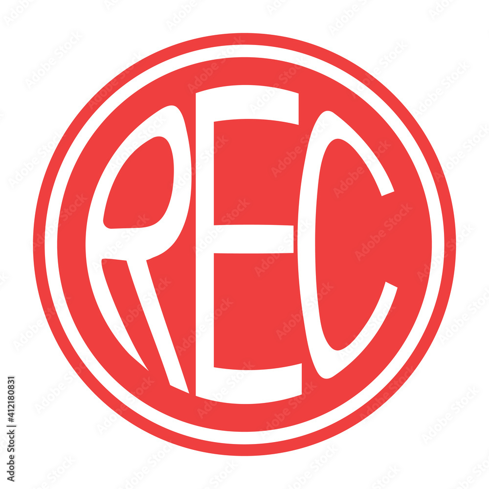 Poster round red icon rec button vector record button with text rec
