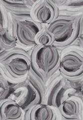 Abstract watercolor drawing in the form of stylized gray petals.