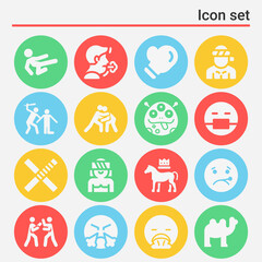 16 pack of mad  filled web icons set