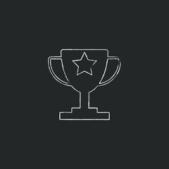 Winner trophy cup vector chalk icon
