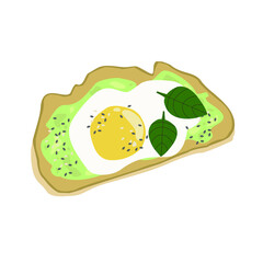 Vector avocado toast for breakfast. Hand drawn vector illustration. Avocado toast and egg