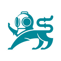 creative vector diving helmet lion logo