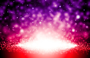 Purple and Pink sparkle rays glitter lights with bokeh elegant show on stage abstract background. Dust sparks background.