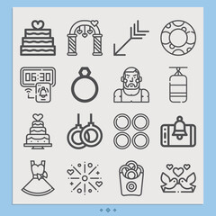Simple set of bride related lineal icons.
