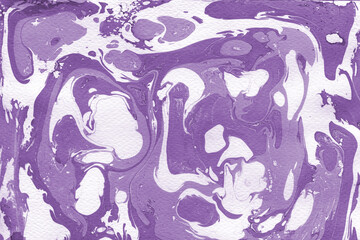 Pink and purple marble ink texture on watercolor paper background. Marble stone image. Bath bomb effect. Psychedelic biomorphic art.