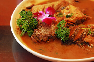 Home stewed pike in a Chinese restaurant