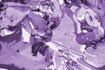 Pink and purple marble ink texture on watercolor paper background. Marble stone image. Bath bomb effect. Psychedelic biomorphic art.