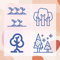 Simple set of shrubs related lineal icons