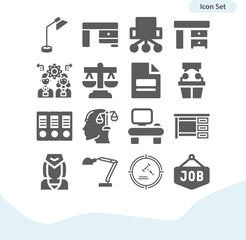 Simple set of clerk related filled icons.