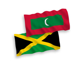 Flags of Jamaica and Maldives on a white background