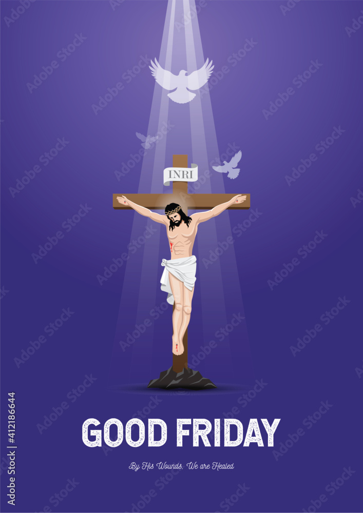 Sticker crucifixion of jesus christ vector illustration