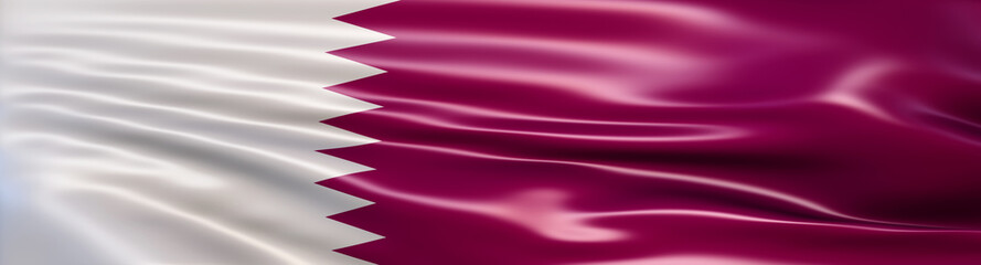 3D illustration of the national flag of Qatar rendered in large wide format