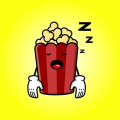 cute popcorn cartoon mascot character