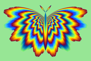 Fire butterfly. Optical illusion of movement. 