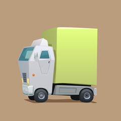 cartoon style delivery white color commercial truck