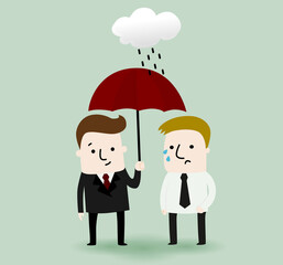 Leader consolation businessman to be strong ,illustration cartoon character
