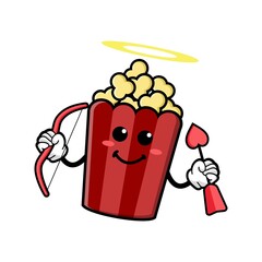 cute popcorn cartoon mascot character