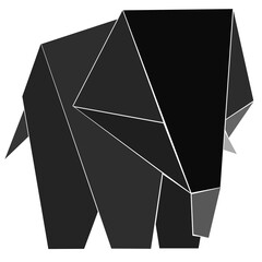 black and white origami paper elephant
