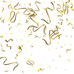 Holiday Serpentine. Gold Foil Streamers Ribbons.