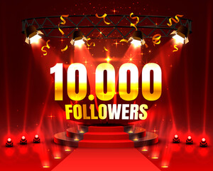 Thank you followers peoples, 10k online social group, happy banner celebrate, Vector