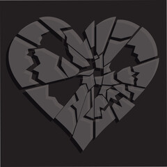 broken heart heartbreak flat icon for broken heart concept, vector illustration