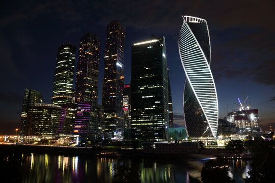 Moscow International Business Centre "Moscow City" at night