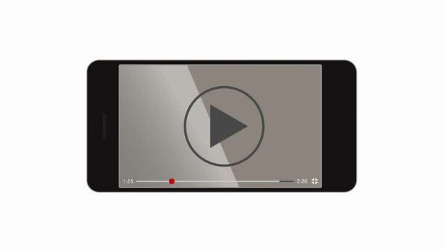 Realistic video player with shadow. Media Player animation