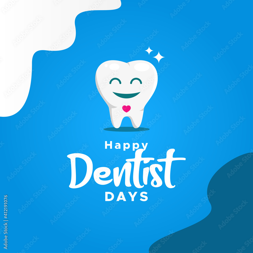 Wall mural Happy Dentist Day Vector Design Template Background - Wall murals