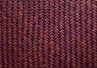 Red woven bamboo pattern texture background, Thai style handicraft from natural product