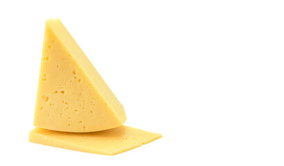 Solid yellow gouda cheese, close-up, isolated on a white background.selective focus.