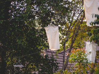 Lampshade made of white cloth at Coffee shop called 