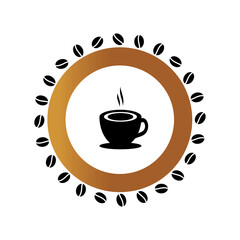 coffee cafe logo icon vector template with gradient color collection.