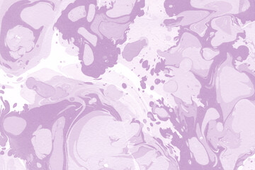 Pink marble ink texture on watercolor paper background. Marble stone image. Bath bomb effect. Psychedelic biomorphic art.
