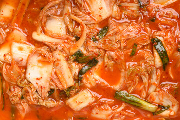 Kimchi cabbage texture background, Homemade Korean food