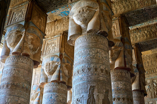 Hathoric Colums from the Ancient Egyptian Temple of Dendera
