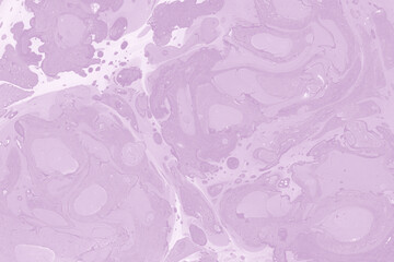 Pink marble ink texture on watercolor paper background. Marble stone image. Bath bomb effect. Psychedelic biomorphic art.