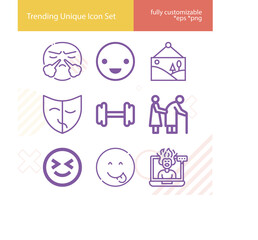 Simple set of emotional related lineal icons.