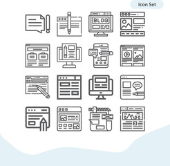 Simple set of blog related lineal icons.