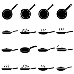 Frying pan icon, logo isolated on white background