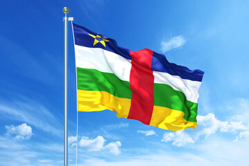 Central African Republic flag waving on a high quality blue cloudy sky, 3d illustration