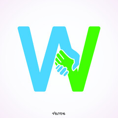 Letter W logotype handshake, abstract logo icon design, ready symbol creative vector sign.