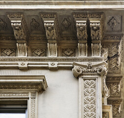 Fragment of facade in Como city. Italy